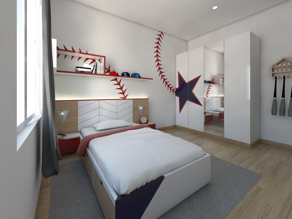 Render Kamar Anak Baseball - Viku Furniture Bandung